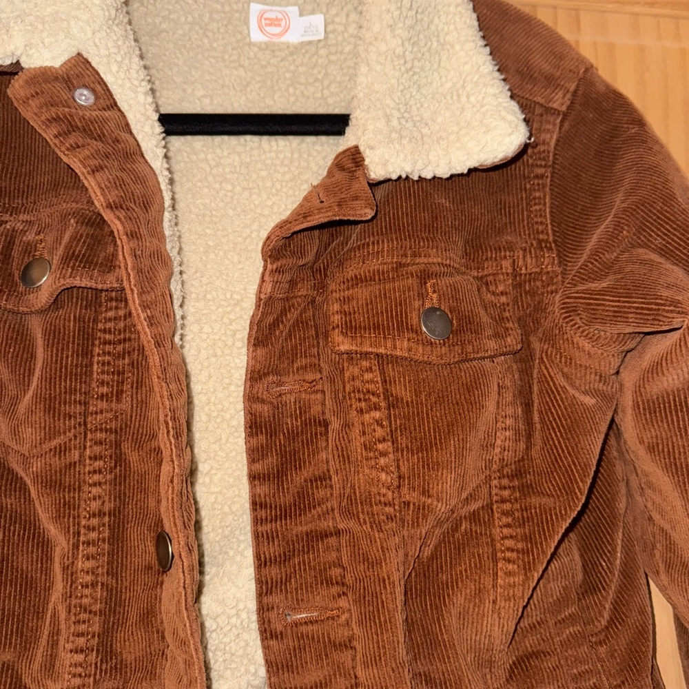 Wonder Nation Brown Corduroy Jacket with Cream Sherpa Collar - Picture 2 of 5